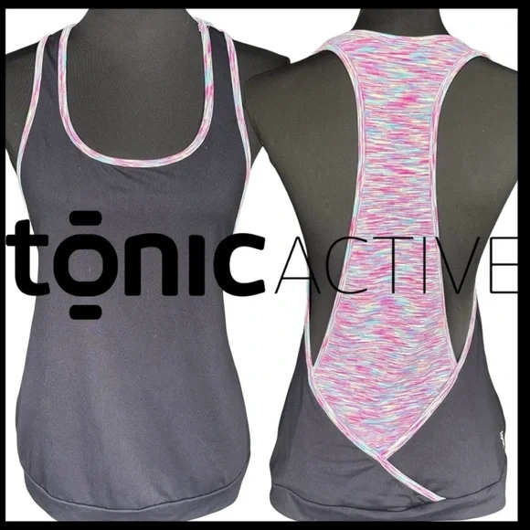 Tonic Active Black/Pink-Multi Racer Back Tank (M) - Picture 3 of 12